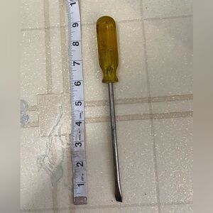 Angled Flathead Screwdriver Vintage Yellow Made In USA